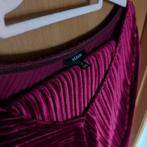 Alfani Burgundy Pleated Top And Pant Set